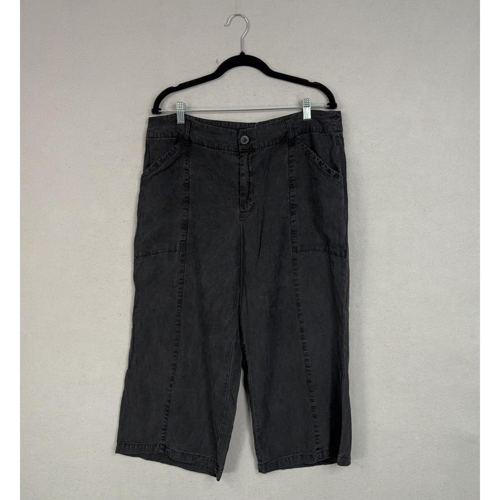 Avec Les Filles Pants Womens 14 Gray Wide Leg Cropped Baggy Slouchy Flowy Boho
